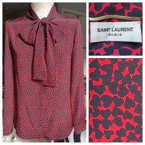 Saint Laurent Heart Blouse LAVALLIÈRE-NECK